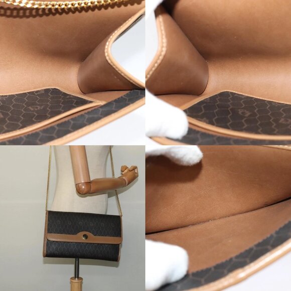 Christian Dior Honeycomb Canvas Chain Shoulder Bag PVC Black Gold Auth EC097 - Picture 14 of 15